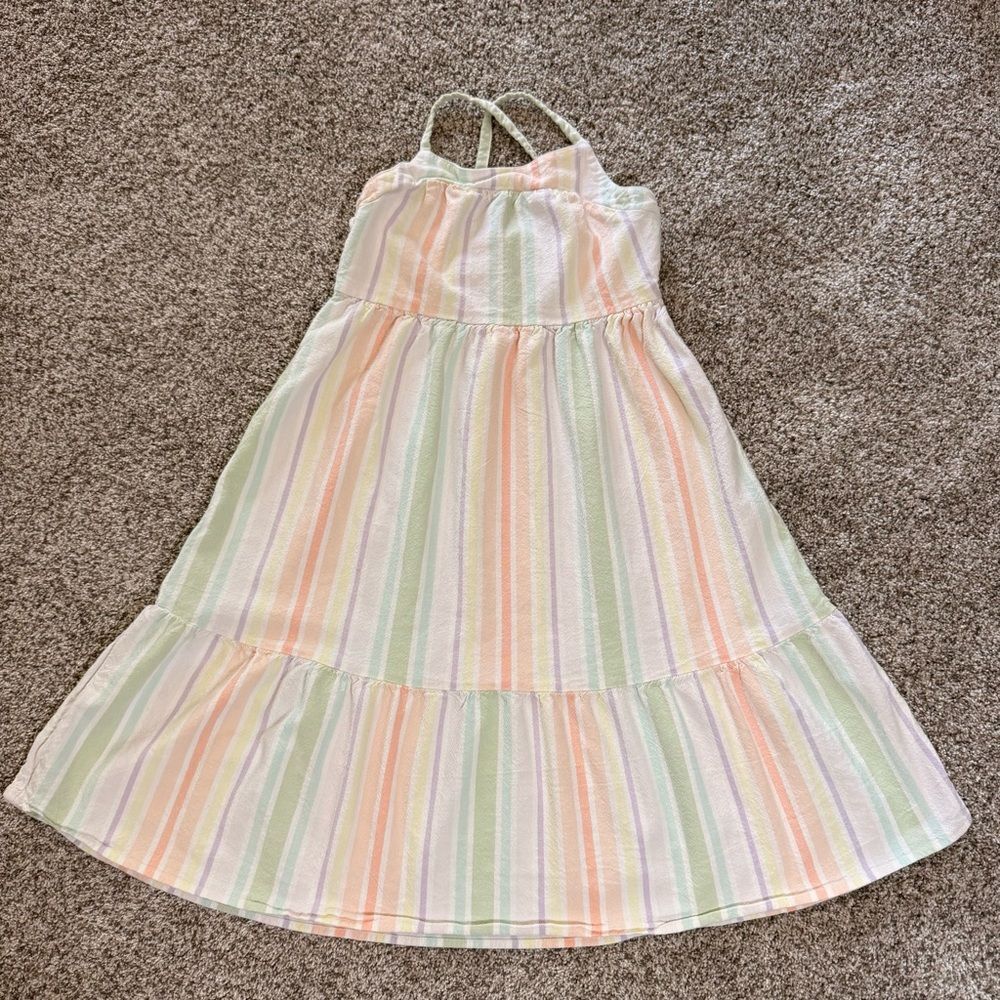 Cat & Jack Pastel Stripe Tiered Sundress - Pink, Green, Peach, Lavender